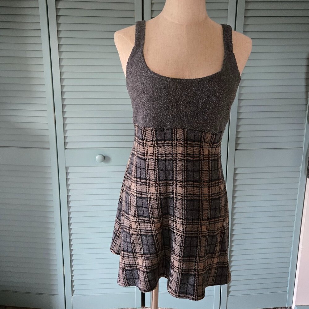 Vintage Up Front Plaid Mini Dress Size small